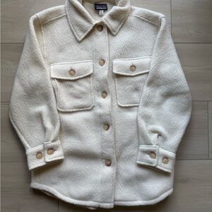 Patagonia Retro Pile Natural Button-Up Fleece Shacket with Pockets